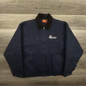 Vintage Workwear Detroit Jacket Mens XL Navy Blue Duck Canvas Bomber 90s USA
